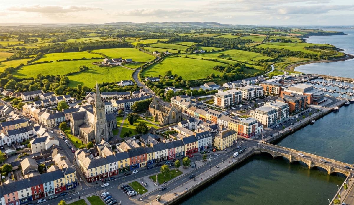 Aerial view of an Irish town