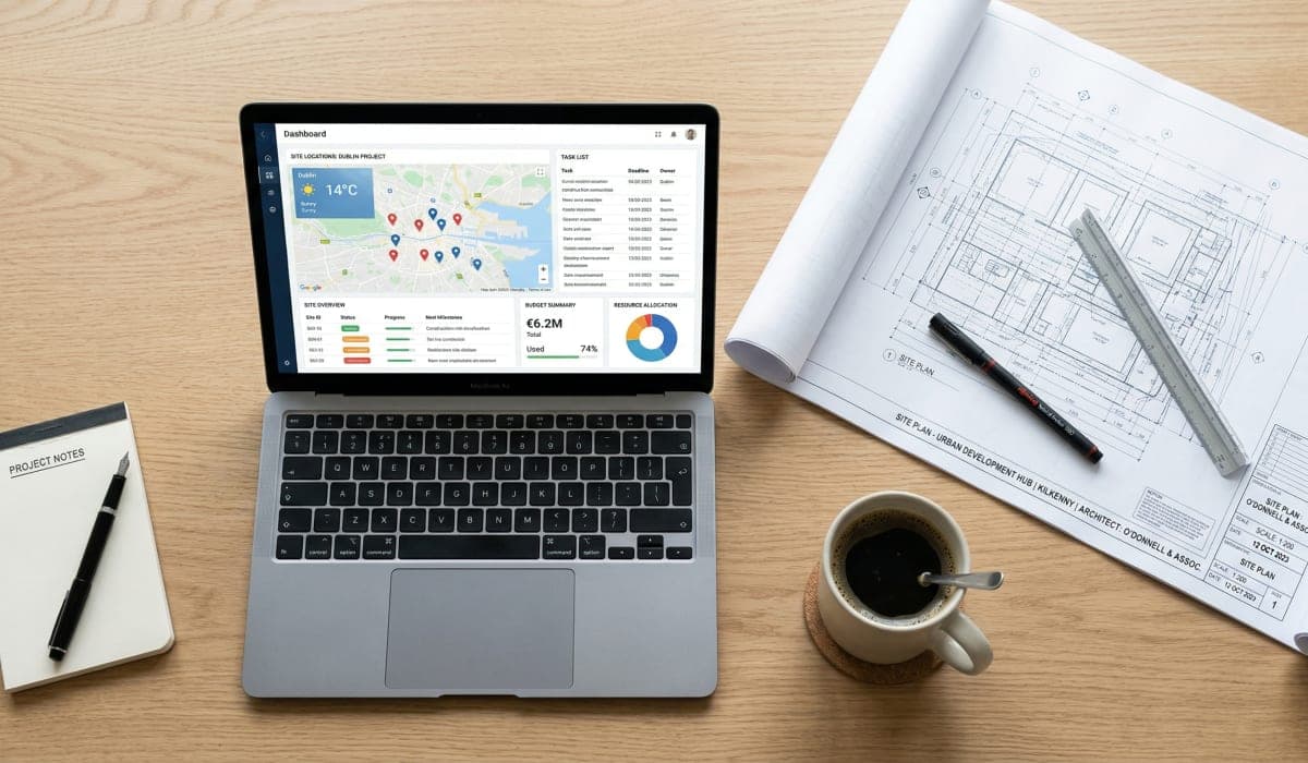 Dashboard with planning data and map pins