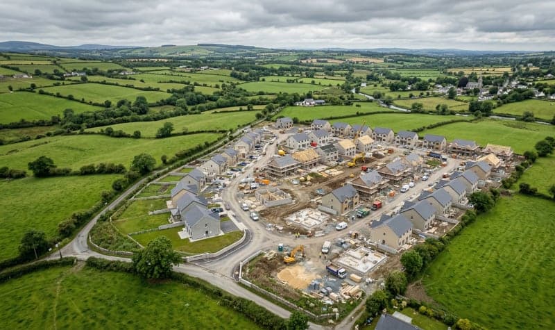 Aerial view of Irish housing development under construction